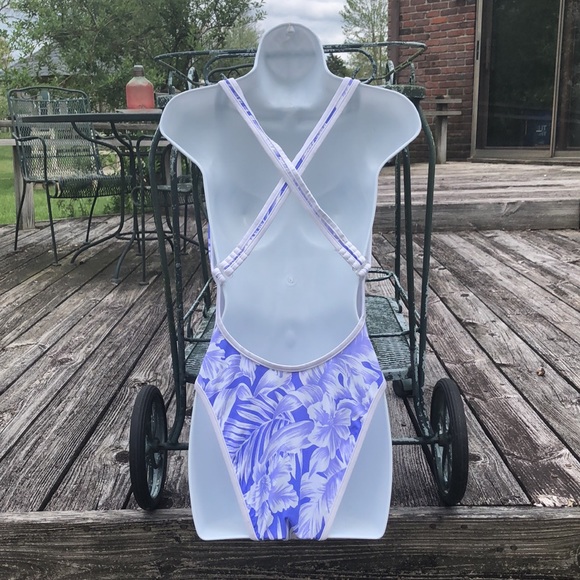 Venus Swimwear One Piece Bathing/Swim Suit; Hibiscus Pattern; Lined, Purple - Picture 2 of 11